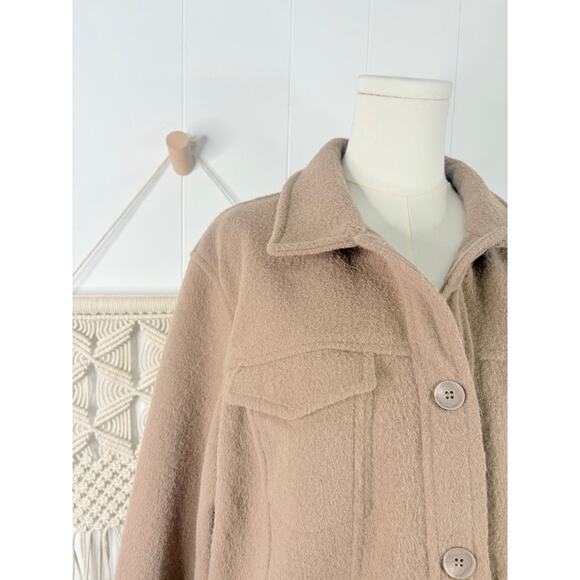 NWT Joie Teddy Jacket Womens XL Camel Tan Cropped Moto Shacket - Picture 3 of 8